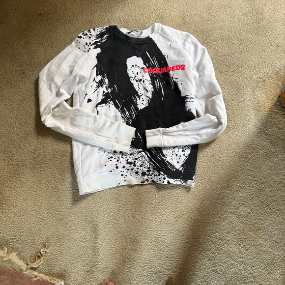 DSQUARED2 Monochrome Graphic Sweatshirt with Red Logo - Picture 1 of 1